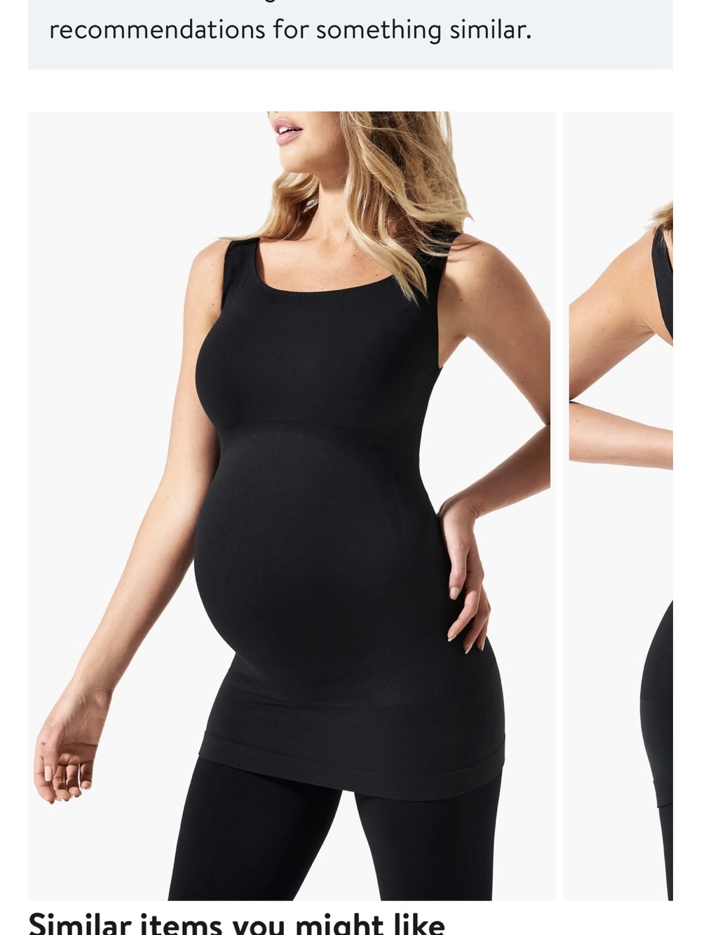 Black Maternity belly support Tank Top